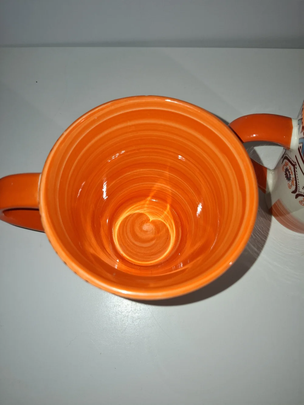 Elama Boho Decorative Orange Ceramic Mug Set of 2